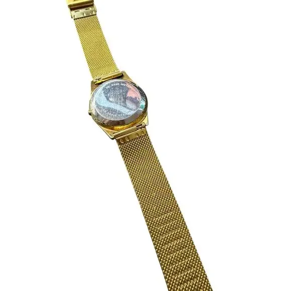 Vintage Bulova Quartz Gold Tone Mesh Bracelet Watch Day Date Men's Runs